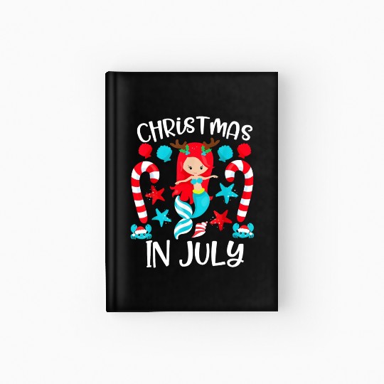 Christmas In July Cute Mermaid Summer Vacation Hardcover Journal