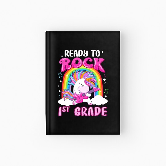 Rocking 1St Grade Electric Guitar Unicorn Rainbow Hardcover Journal