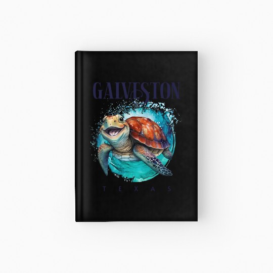 Galveston Texas Watercolor Happy Sea Turtle Hardcover Journal