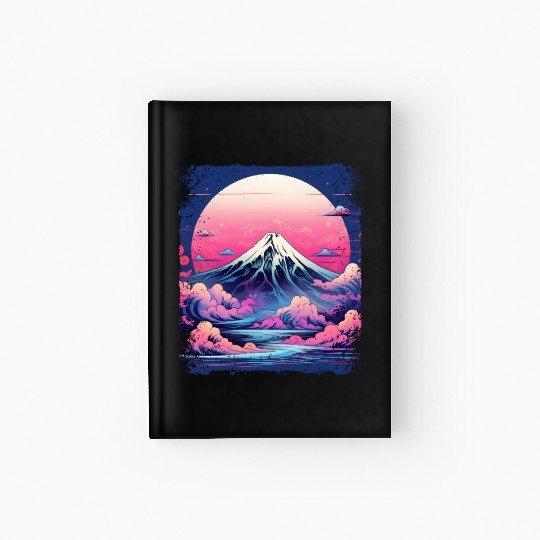 Vaporwave Volcano Aesthetic Japan Sight Mount Fuji Hardcover Journal