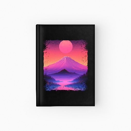 Mount Fuji Aesthetic Japan Sight Vaporwave Volcano Hardcover Journal