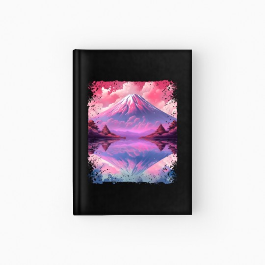 Aesthetic Vaporwave Volcano Japan Sight Mount Fuji Hardcover Journal