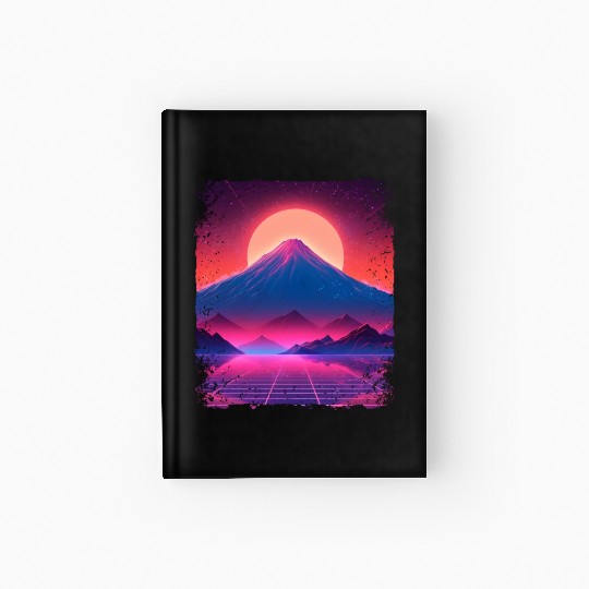 Aesthetic Vaporwave Japan Sight Mount Fuji Volcano Hardcover Journal