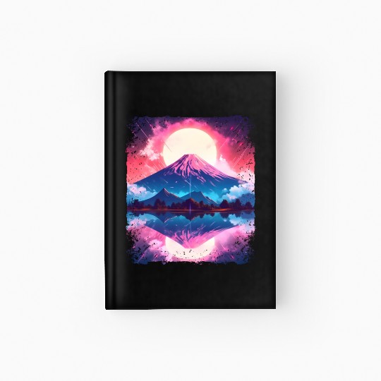 Mount Fuji Vaporwave Aesthetic Japan Sight Volcano Hardcover Journal