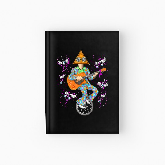 Psychedelic Hippie Pyramid Playing Guitar Music Hardcover Journal