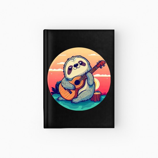 Sloth with Guitar in Sunset Hardcover Journal
