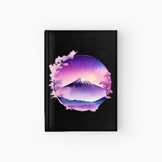 Japan Mount Fuji Dreamy Lo-Fi Style Retro Purple Hardcover Journal