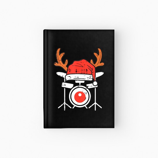 Drums Christmas Music Instrument Band Drummer Hardcover Journal