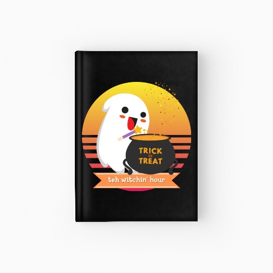 Halloween Cute Ghost Witching Hour Trick Or Treat Hardcover Journal