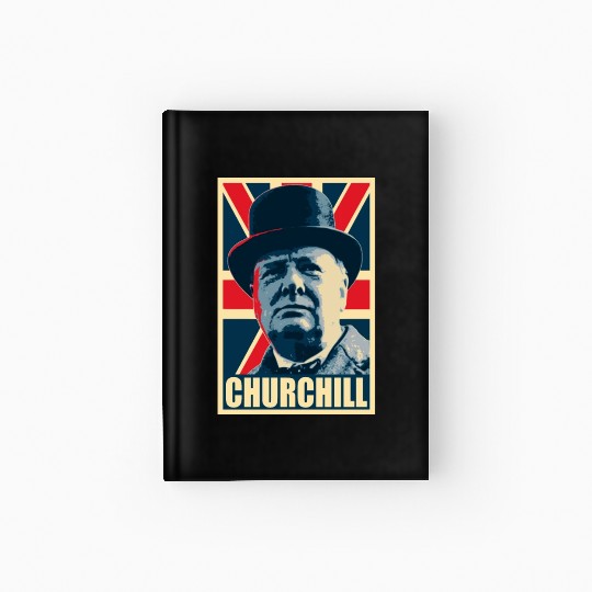 Winston Churhill Union Jack Propaganda Pop Art Hardcover Journal