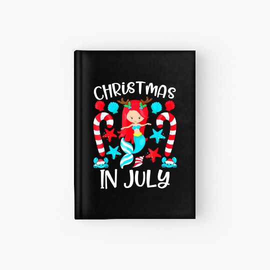 Christmas In July Cute Mermaid Summer Hardcover Journal