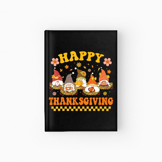 Groovy Cute Gnome Pumpkin Autumn Fall Happy Hardcover Journal