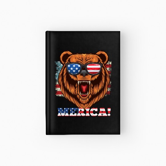 Merica Independence Day American Bear USA Party Hardcover Journal