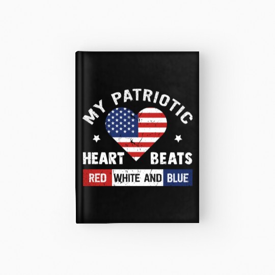 My Patriotic heart red white blue 4th of July Hardcover Journal