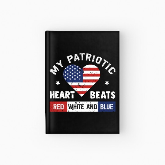 My Patriotic heart red white blue 4th of July Hardcover Journal