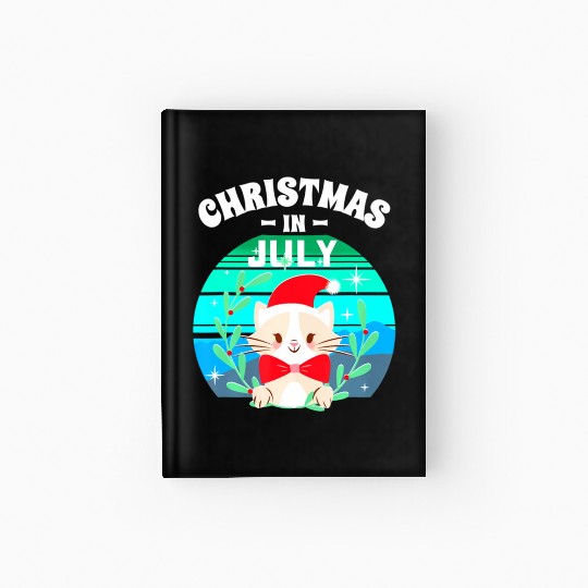 Christmas in July for Women Men Cat Christmas Hardcover Journal