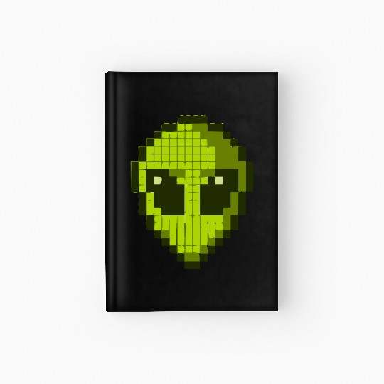 Green Alien Face Hardcover Journal