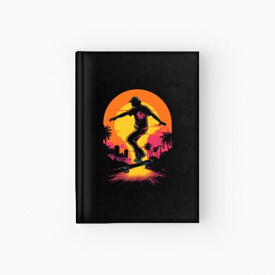 Skateboarding Skateboarder Skater Sunset Retro Hardcover Journal