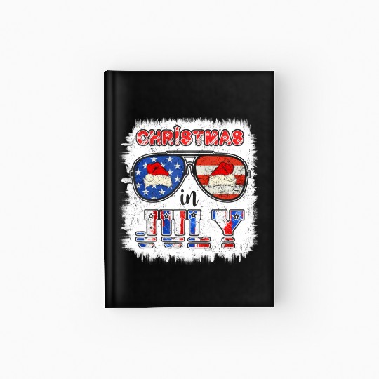 Christmas in July Santa Hat Sunglasses Summer Hardcover Journal