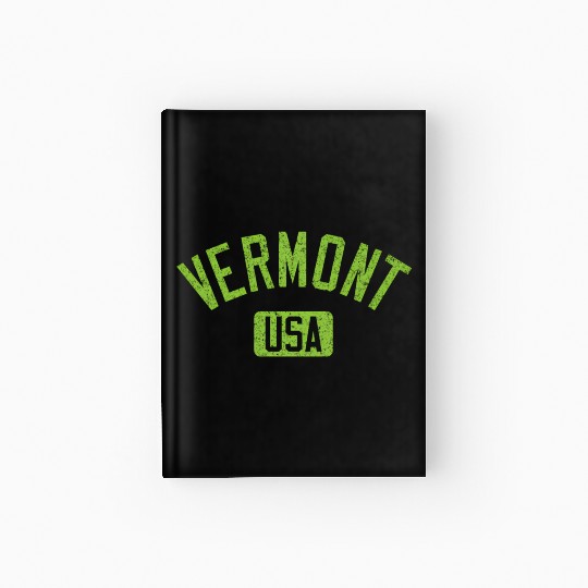 Vermont Usa Arched Text Distressed Lime Green Prin Hardcover Journal