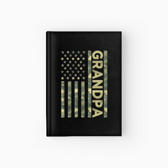 Proud Grandpa Camouflage American Us Flag Camo Hardcover Journal