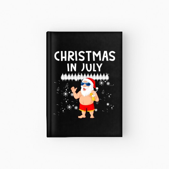 Funny Santa Christmas In July Summer Xmas Gif Hardcover Journal