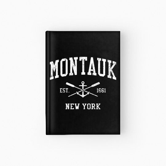 Montauk Ny Crossed Oars Boat Anchor Sports Hardcover Journal
