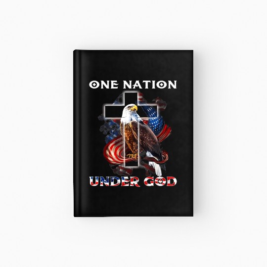 One Nation Under God Jesus Usa Cross Bald Eagle Hardcover Journal