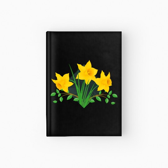 Daffodil Daffodils Yellow Green Flowers Floral Hardcover Journal