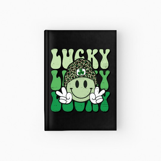 St Patric Day Lucky Shamrock Smile Face Hardcover Journal