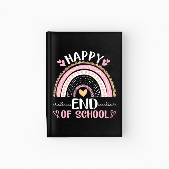Happy End Of School Student Teacher Leopard Hardcover Journal