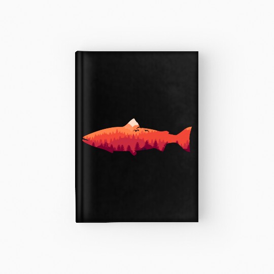 Trout Fly Fishing Nature Outdoor Fisherman Hardcover Journal