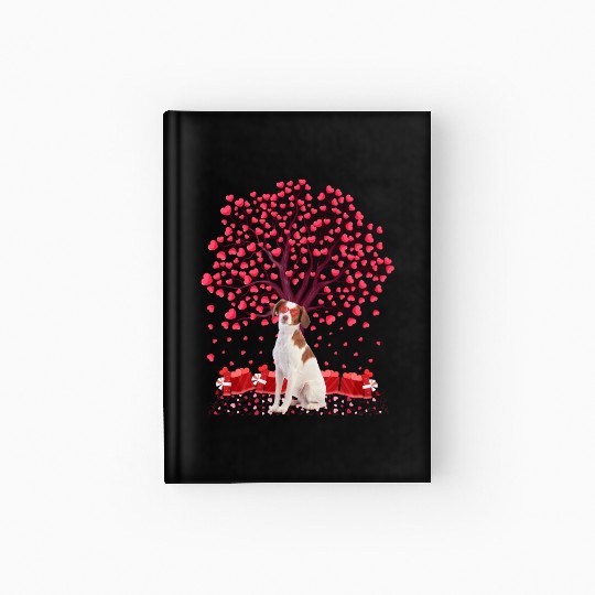 Heart Tree Brittany Spaniel Dog Valentine'S Day Hardcover Journal