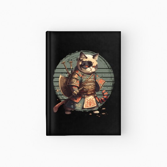 Samurai Cat Warrior Japanese Ninja Cat Kawaii Hardcover Journal