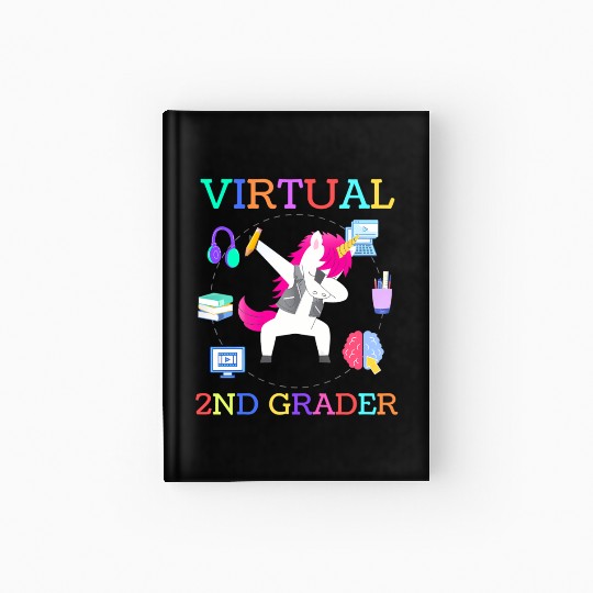Virtual 2ND Grader Unicorn Back To School Online Hardcover Journal