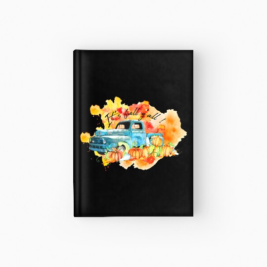 Vintage Fall Truck Pumpkins Autumn Leaves It's Hardcover Journal