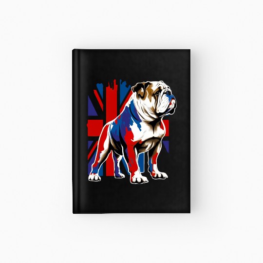 British Bulldog With Union Jack Flag King Charles Hardcover Journal