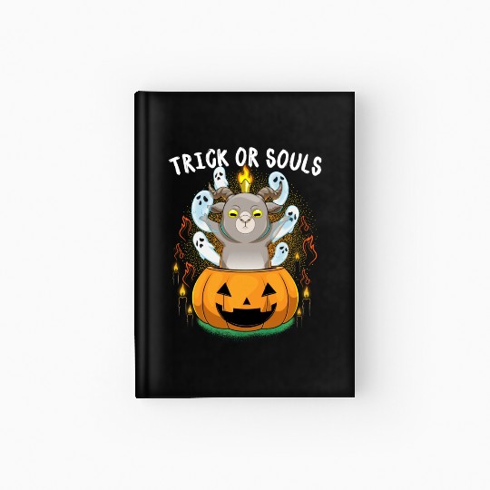 Trick Or Souls Halloween Baphomet Satanic Pumpkin Hardcover Journal