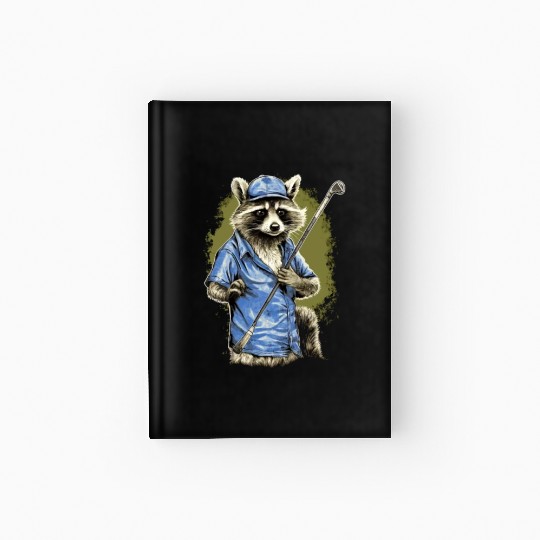 Golfer Raccoon Golf Club Golf Player Golfing Hardcover Journal