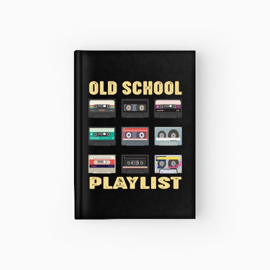 Old School Playlist Retro 80s 90s Music Party Hardcover Journal