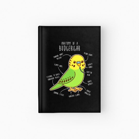 Green Budgie Anatomy Hardcover Journal
