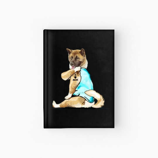 American-Akita Dog I Love Mom Tattoo Hardcover Journal