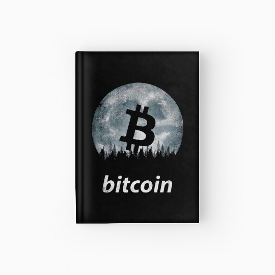 Vintage BITCOIN Coin in The Moon Hardcover Journal