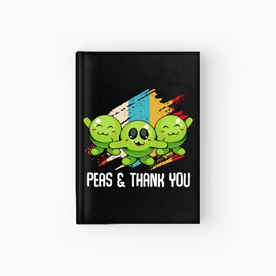 Peas Peas Thank You Cute Vegan Pun Hardcover Journal