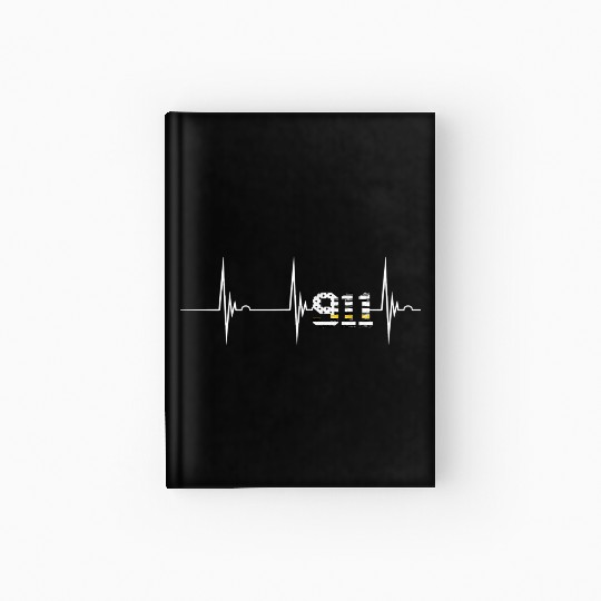 Dispatcher 911 Vintage Usa Flag Hebeat Ekg Pulse Hardcover Journal