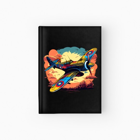 Spitfire Airplane Vintage Pilot Aviator Military Hardcover Journal