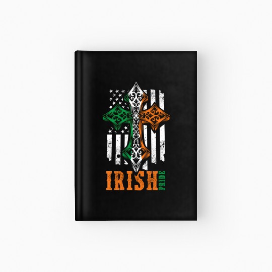 Irish American Flag Celtic Cross Hardcover Journal