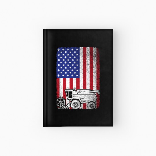 Combine Harvester American Flag Farmer Agriculture Hardcover Journal