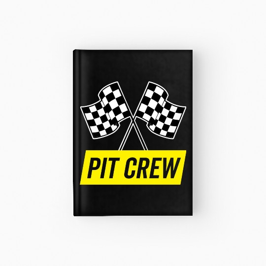 Yellow Italic Pit Crew For Racing Party Costume Hardcover Journal