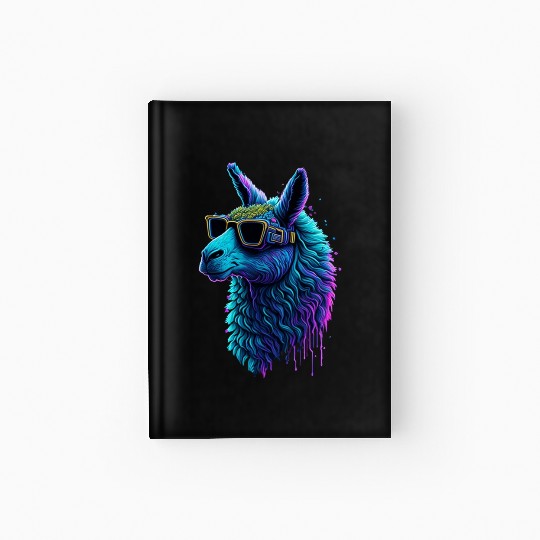 Neon Alpaca with Glasses Hardcover Journal